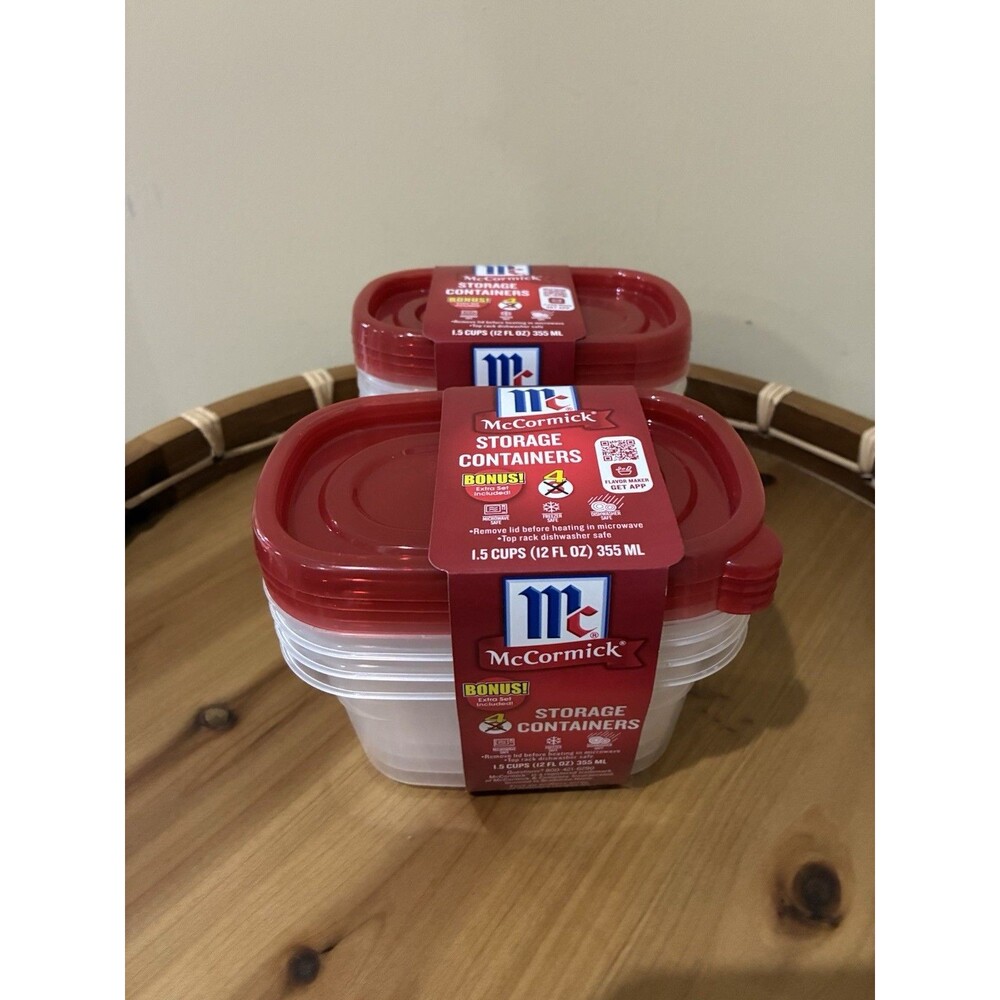 McCormick storage containers 2 sets of 4 total 8 bowls lids 12 oz each